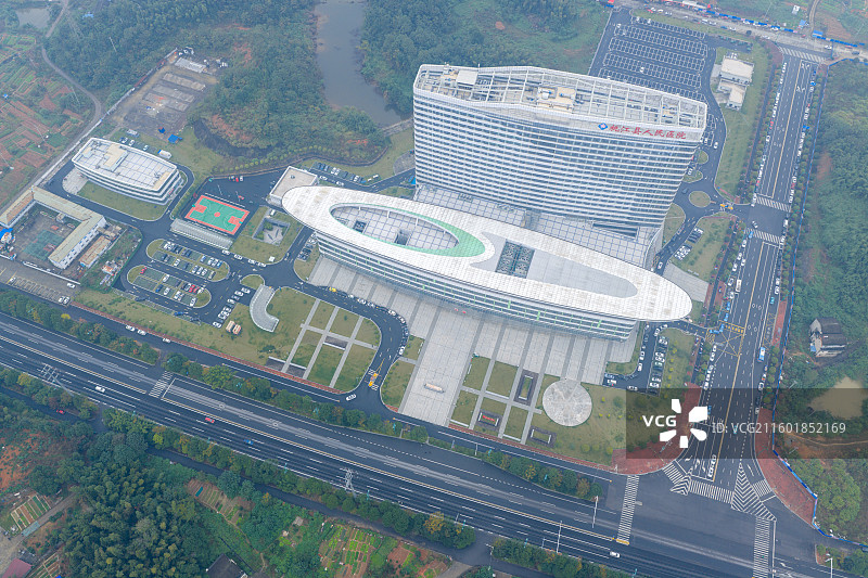 现代化医院建筑航拍图片素材