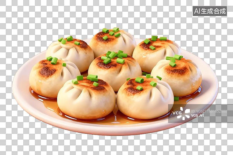 【AI数字艺术】3D卡通风格中国美食水煎包图片素材图片素材