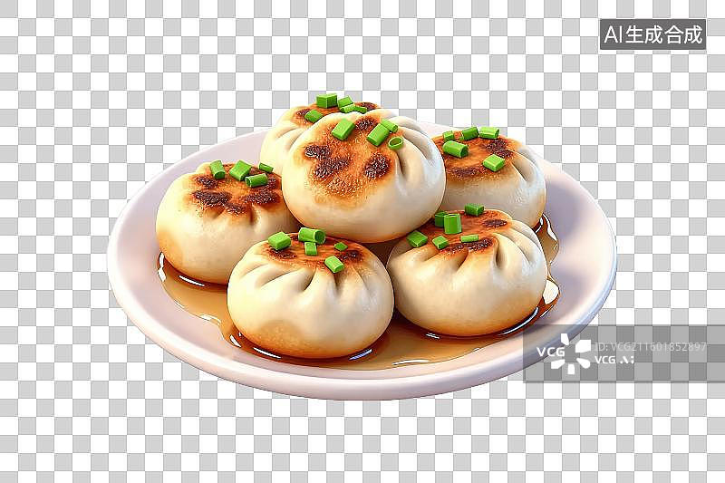 【AI数字艺术】3D卡通风格中国美食水煎包图片素材图片素材
