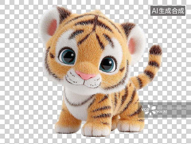 【AI数字艺术】一只可爱的老虎毛绒玩具PNG免扣元素图片素材