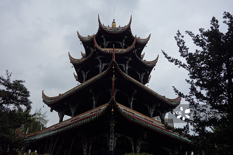 四川省成都市武侯区望江楼公园：望江楼崇丽阁图片素材