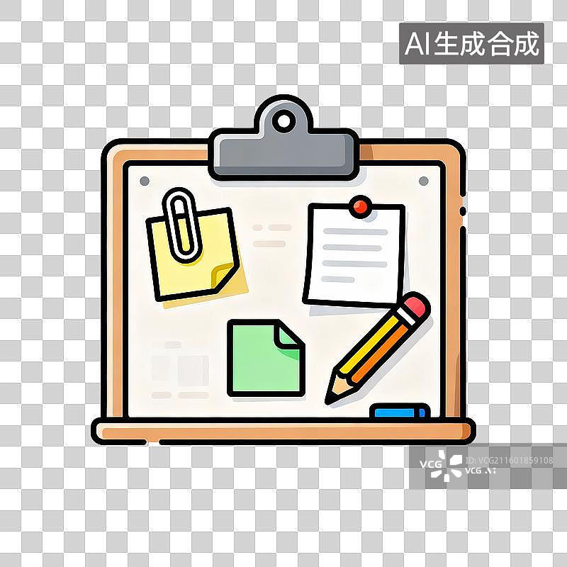 【AI数字艺术】文件夹上的办公用品图片素材
