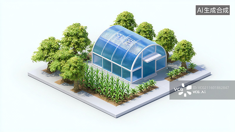 【AI数字艺术】3d模型农业温室大棚图片素材