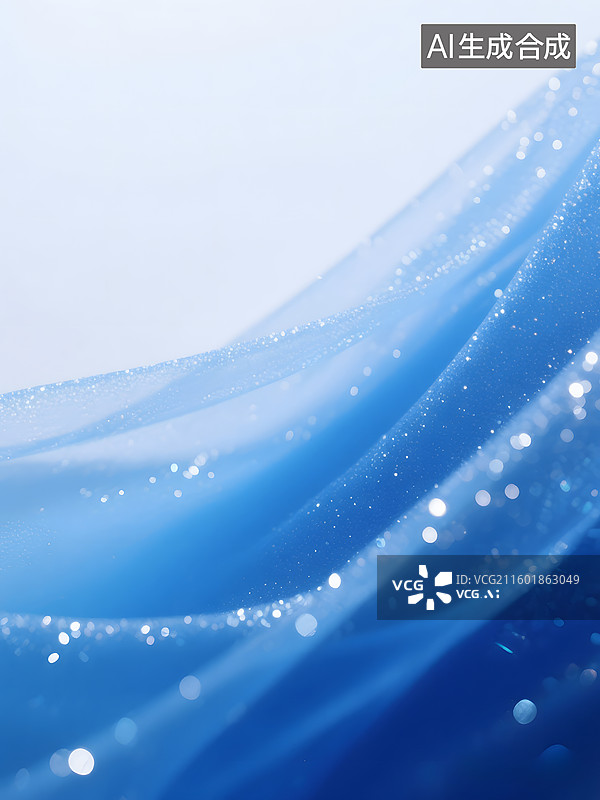 【AI数字艺术】蓝色与银色闪光柔和光影织物背景图片素材