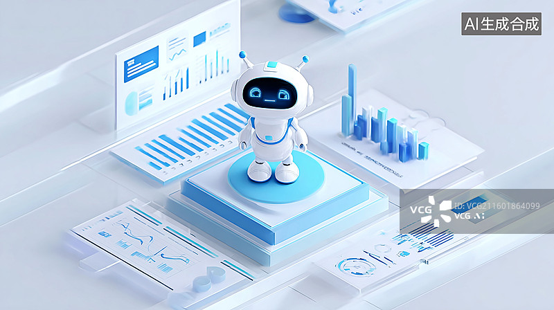 【AI数字艺术】智能机器人分析数据图片素材