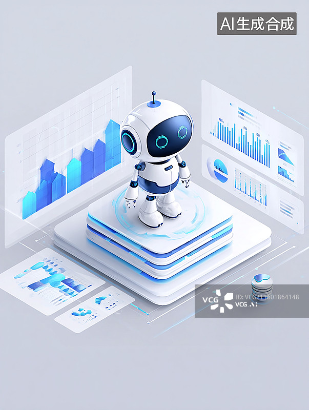 【AI数字艺术】智能机器人分析数据图片素材