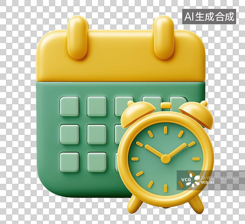 【AI数字艺术】日历与闹钟图标图片素材