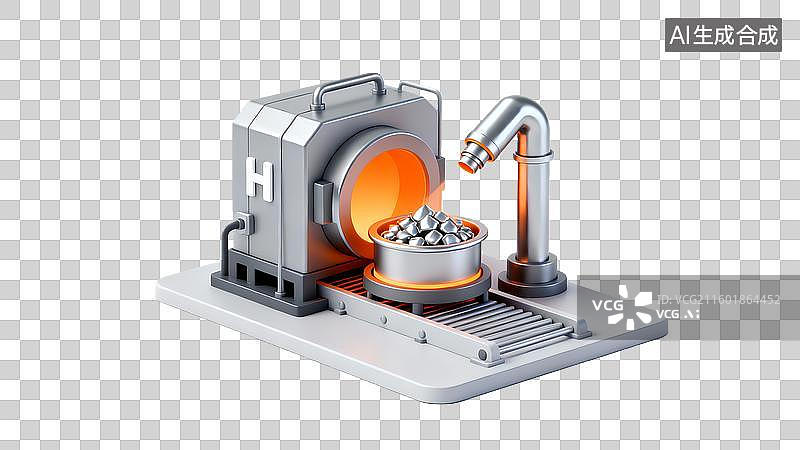 【AI数字艺术】3d金属质感能源环保氢冶金生产线小场景元素图片素材
