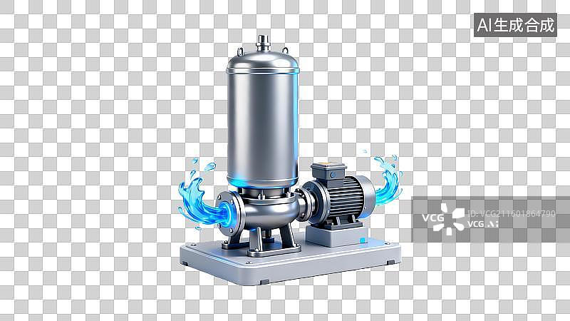 【AI数字艺术】3d金属质感能源环保蓄能泵小场景元素图片素材