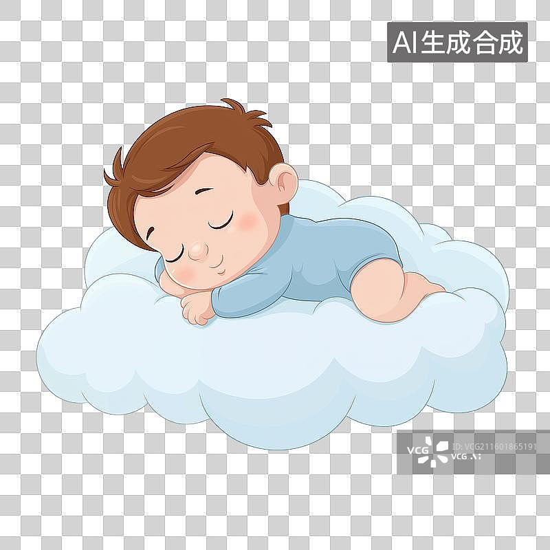 【AI数字艺术】婴儿在云上睡觉图片素材