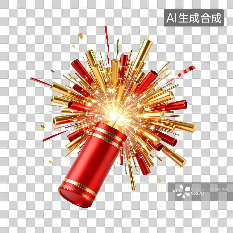 【AI数字艺术】烟花绽放的红色鞭炮图片素材