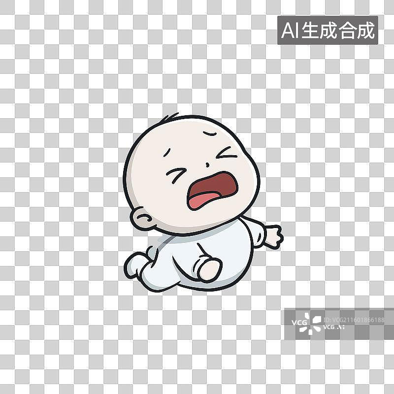 【AI数字艺术】婴儿爬行哭泣卡通形象图片素材