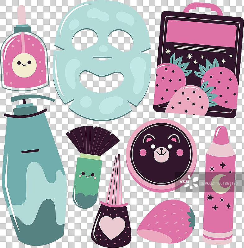 手绘韩式美妆元素设计图片素材