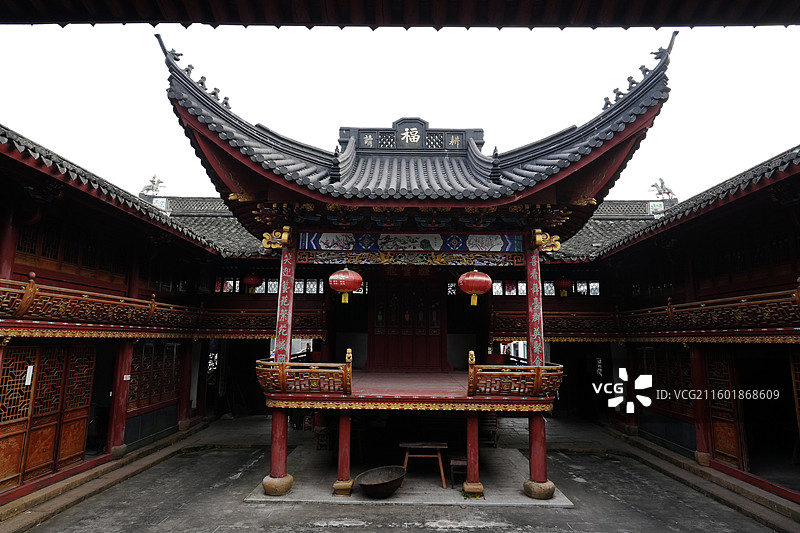 宁波 奉化 溪口镇 雪窦山 山区 西岙村 祠堂 戏台 古建筑 传统文化图片素材