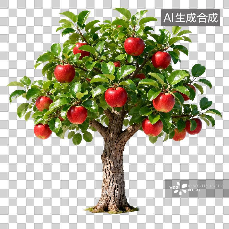 【AI数字艺术】一棵结满红苹果的苹果树图片素材