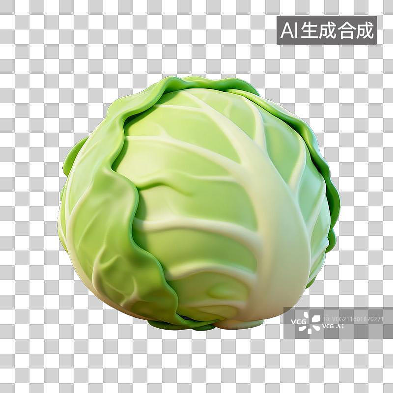 【AI数字艺术】一颗新鲜翠绿的卷心菜图片素材