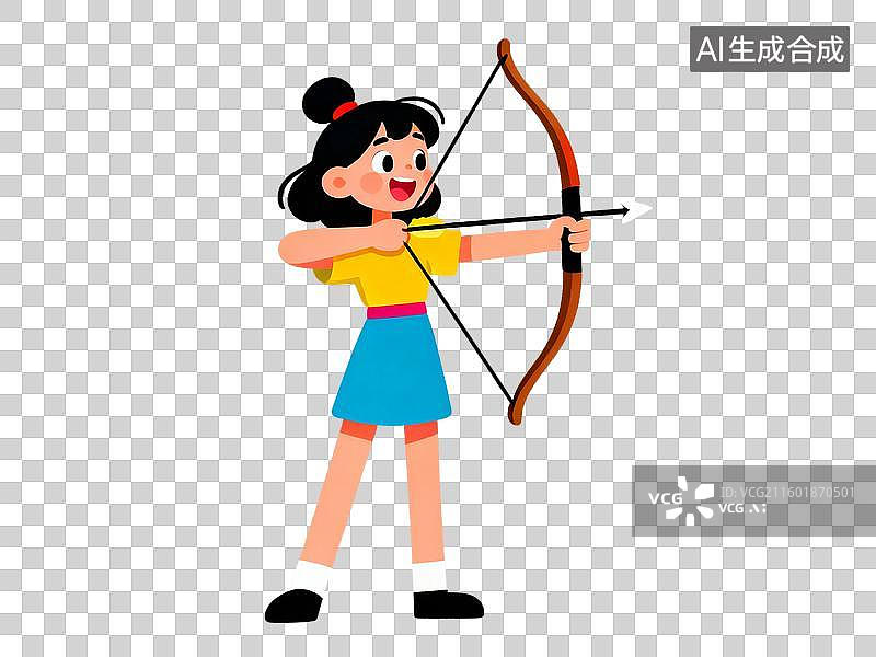 【AI数字艺术】小女孩专注射箭的场景图片素材