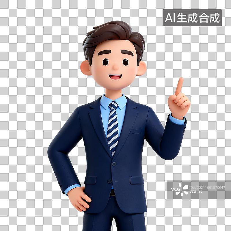 【AI数字艺术】穿着蓝色西装的自信商务人士图片素材