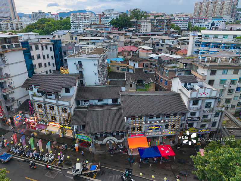 福建省龙岩市新罗区，恋城1908文创街区，城市风光航拍图片素材