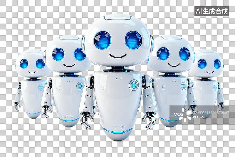 【AI数字艺术】一群可爱的白色机器人图片素材