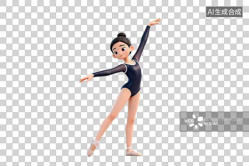 【AI数字艺术】年轻芭蕾舞者优雅舞蹈姿态图片素材