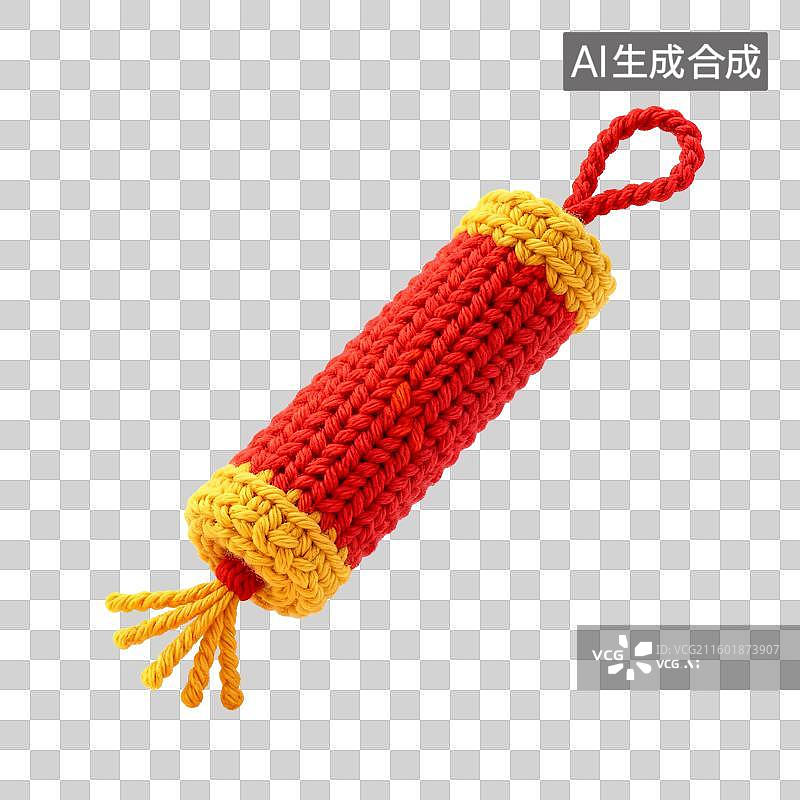 【AI数字艺术】手工编织的红色鞭炮装饰品图片素材