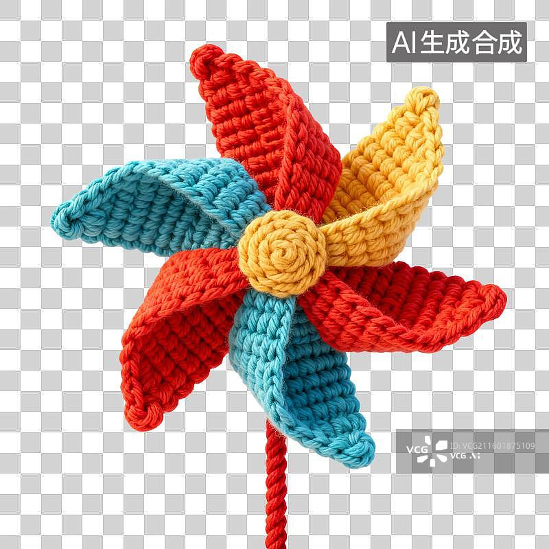 【AI数字艺术】彩色钩针编织风车图片素材