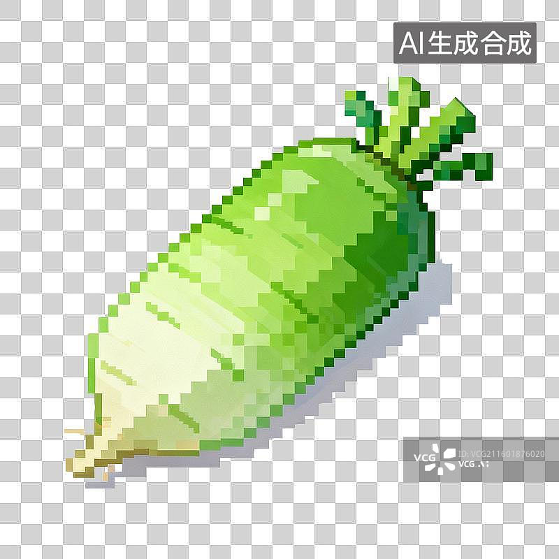 【AI数字艺术】像素风格的绿色萝卜图片素材
