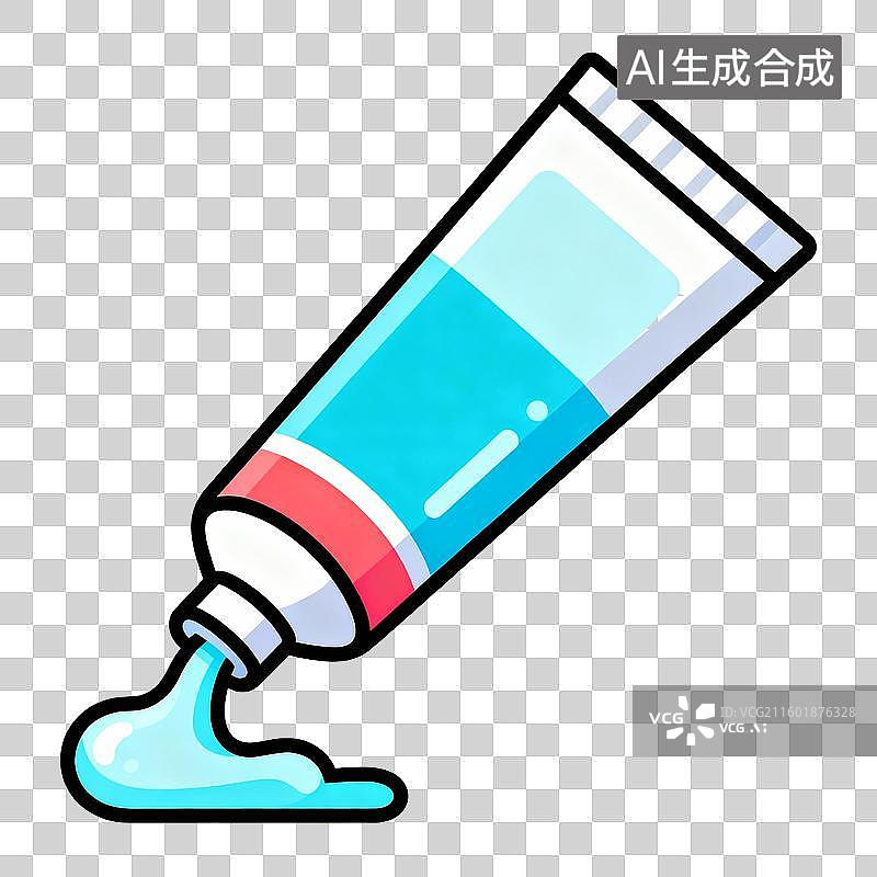 【AI数字艺术】挤出蓝色牙膏的牙膏管图片素材