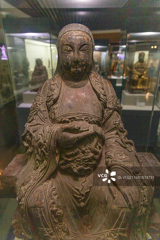 武当博物馆 明代 铜铸鎏金玄天上帝坐像 武当山元和观旧藏图片素材