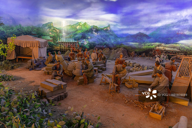 武当博物馆 现代布展 永乐帝大修武当场景沙盘模型图片素材