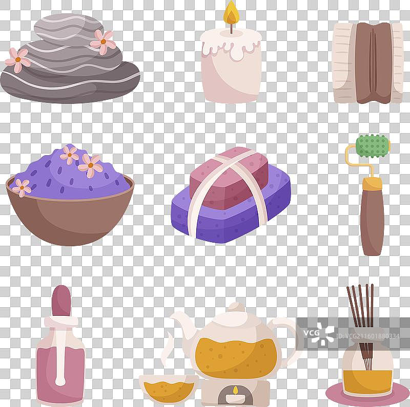 手绘的温泉元素图片素材