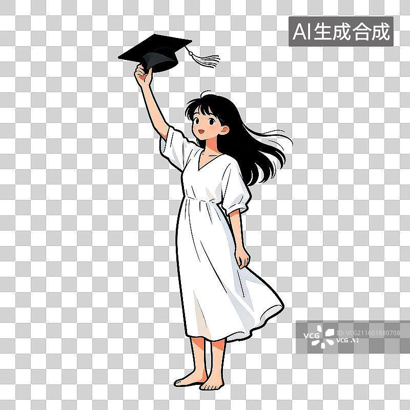 【AI数字艺术】美式漫画卡通毕业女孩旅行出游主体插画元素图片素材
