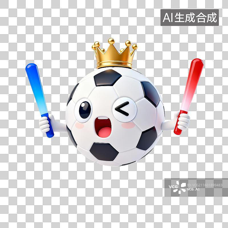 【AI数字艺术】卡通皇冠足球荧光棒助威 3D 设计素材图片素材