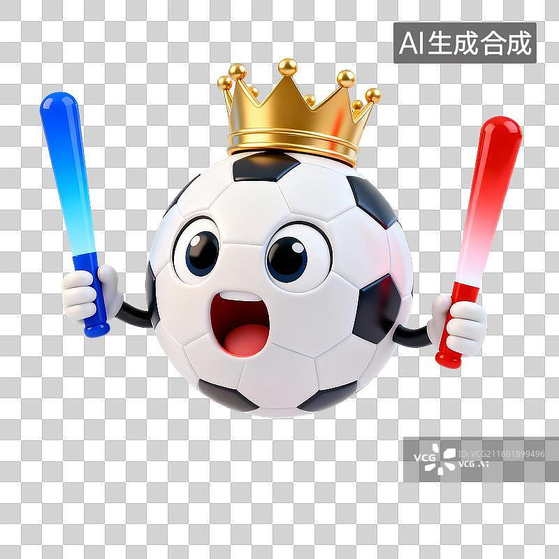 【AI数字艺术】卡通皇冠足球荧光棒助威 3D 设计素材图片素材