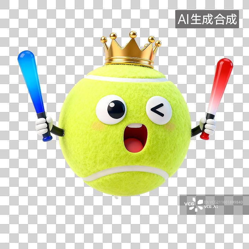【AI数字艺术】卡通皇冠网球荧光棒助威 3D 设计素材图片素材