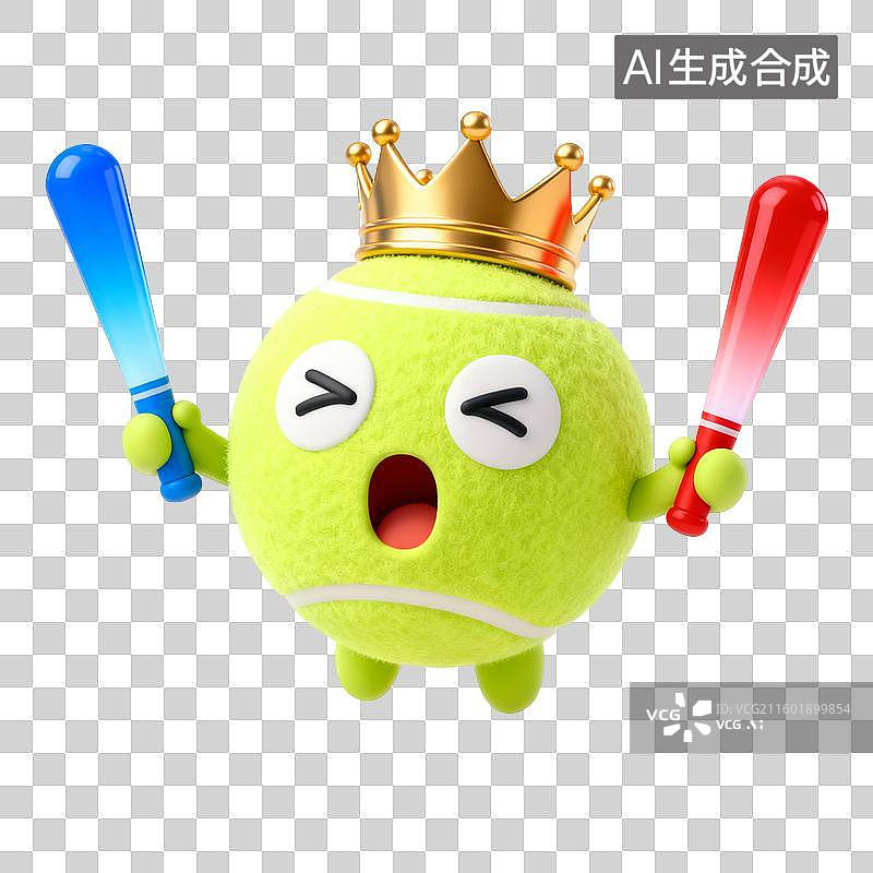 【AI数字艺术】卡通皇冠网球荧光棒助威 3D 设计素材图片素材