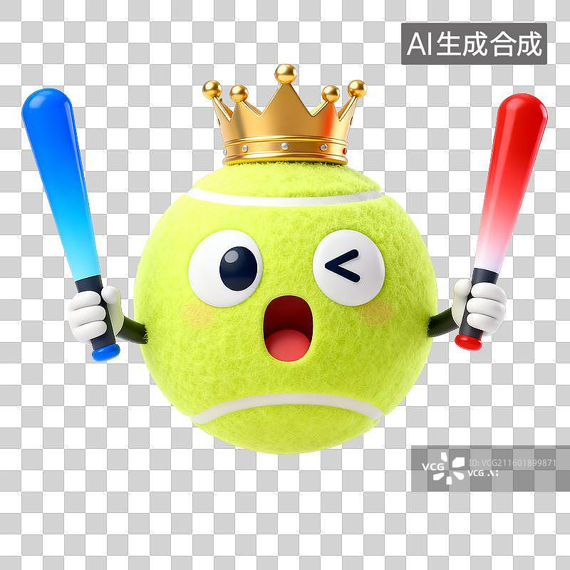 【AI数字艺术】卡通皇冠网球荧光棒助威 3D 设计素材图片素材