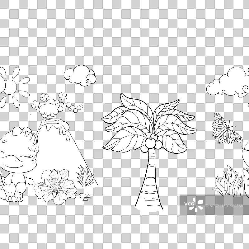 无缝的婴儿恐龙图案边框图片素材
