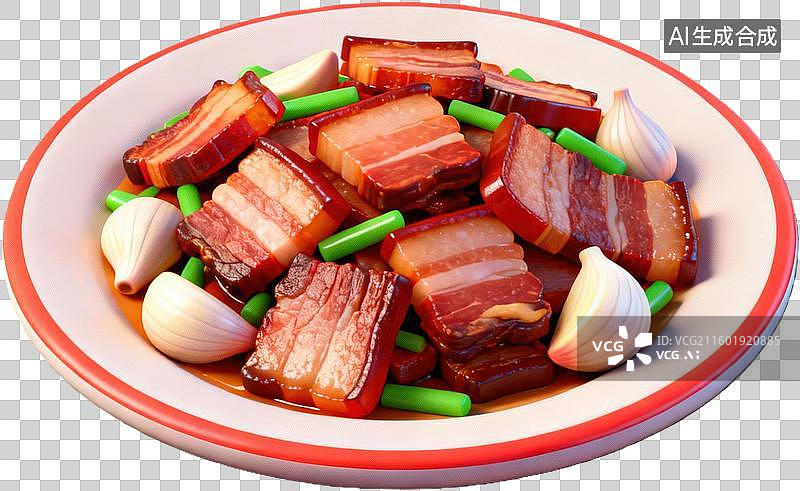 【AI数字艺术】红烧肉配蒜香美味图片素材