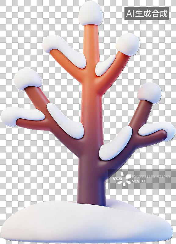 【AI数字艺术】雪中树枝冬季树图片素材