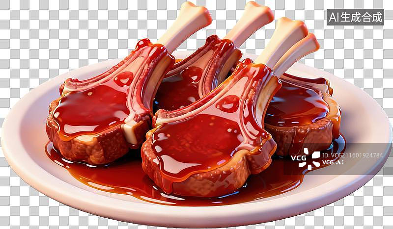 【AI数字艺术】酱汁羊排美食特写图片素材