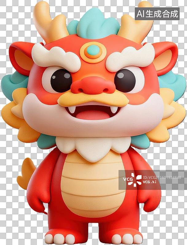 【AI数字艺术】卡通红色小龙形象图片素材