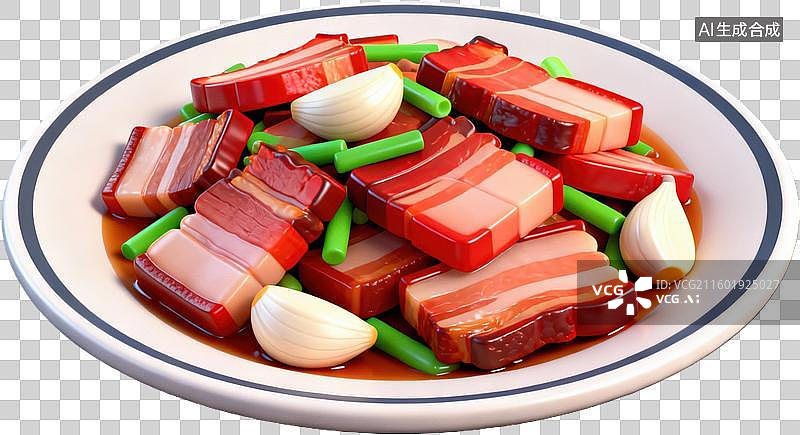 【AI数字艺术】红烧肉配蒜和豆角图片素材