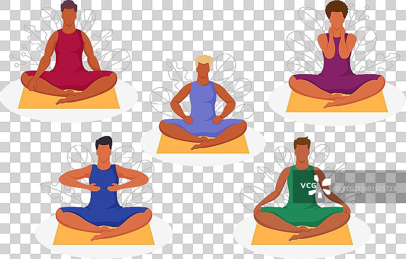 人们盘腿打坐，进行自我疗愈图片素材