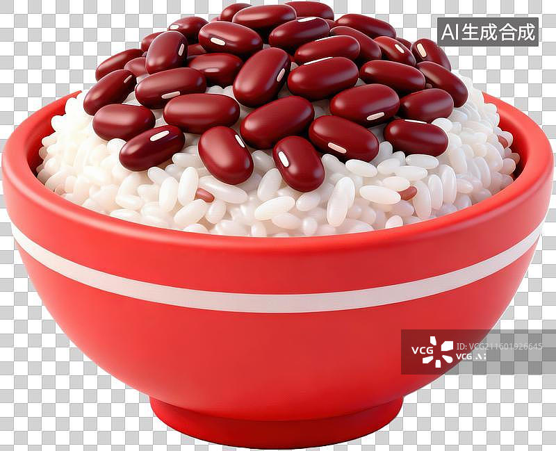 【AI数字艺术】红豆米饭红碗盛装图片素材