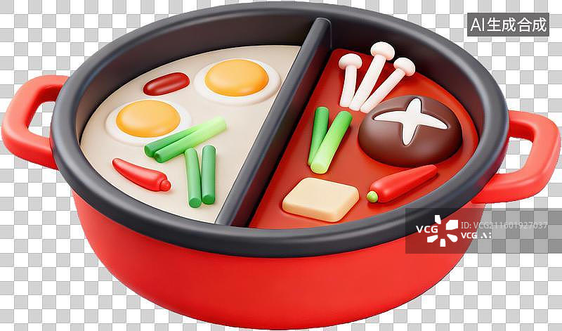 【AI数字艺术】鸳鸯火锅红白汤底图片素材