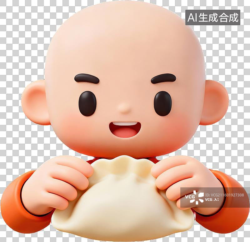 【AI数字艺术】光头小人包饺子图片素材