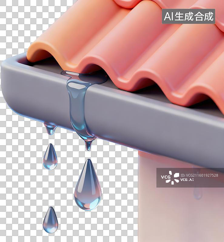 【AI数字艺术】屋檐水滴屋顶瓦片图片素材
