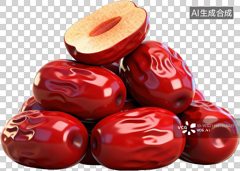 【AI数字艺术】红润饱满的红枣特写图片素材